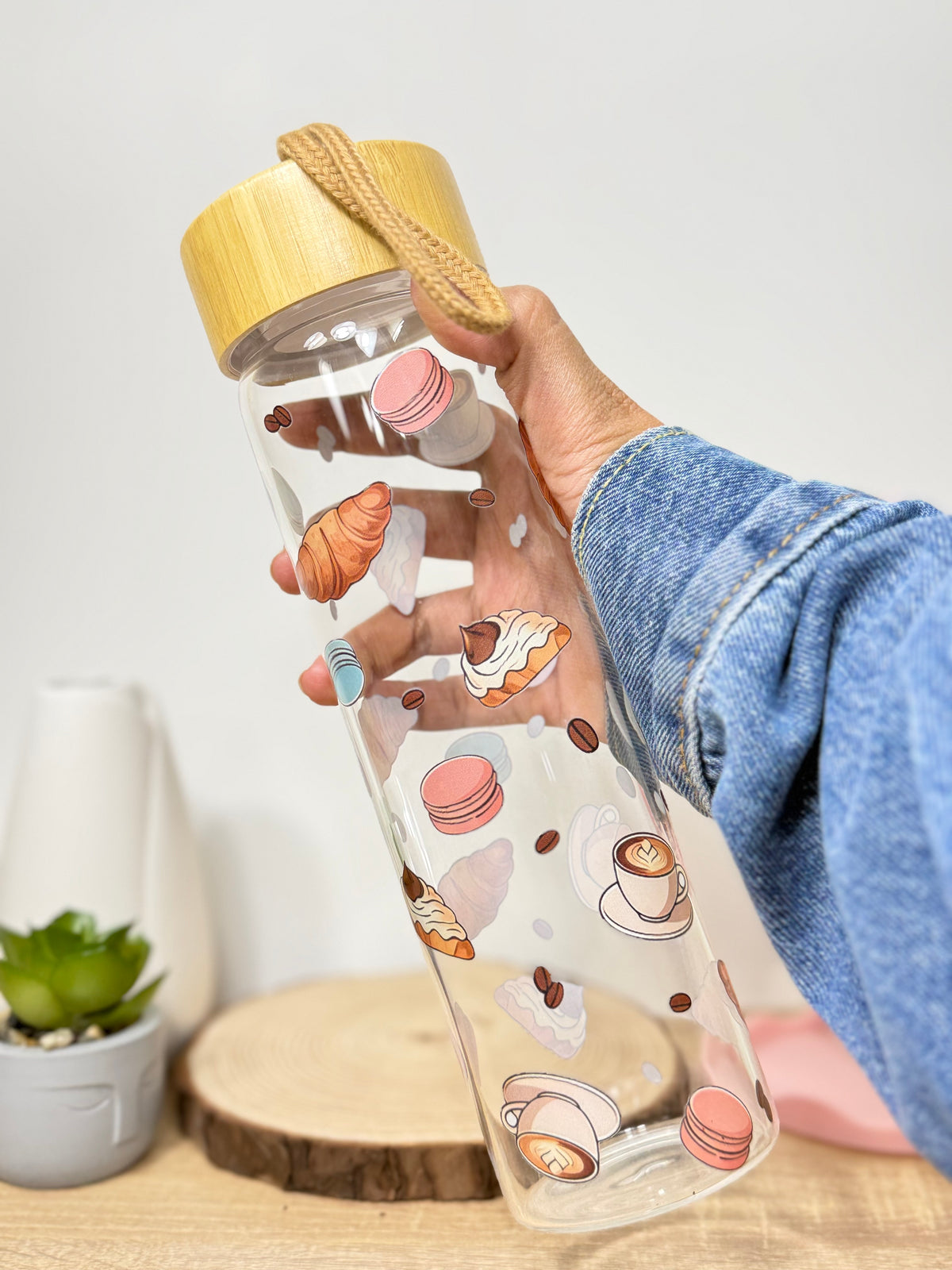 Cafe Themed Glass Bottle