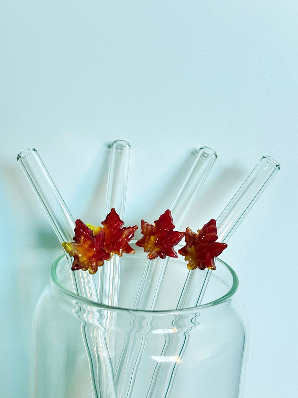 Maple Leaf Glass Straw with Cleaner