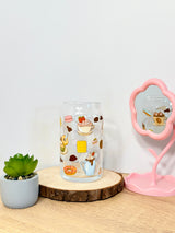 Brunch Bliss  | 16oz Glass Tumbler with Decorative Bamboo Lid & Glass Straw