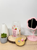 Boba Bliss  | 16oz Glass Tumbler with Decorative Bamboo Lid & Glass Straw