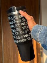 Gaming Tumbler | 40oz Insulated Stainless Steel Tumbler with Carry Handle & Reusable Straw