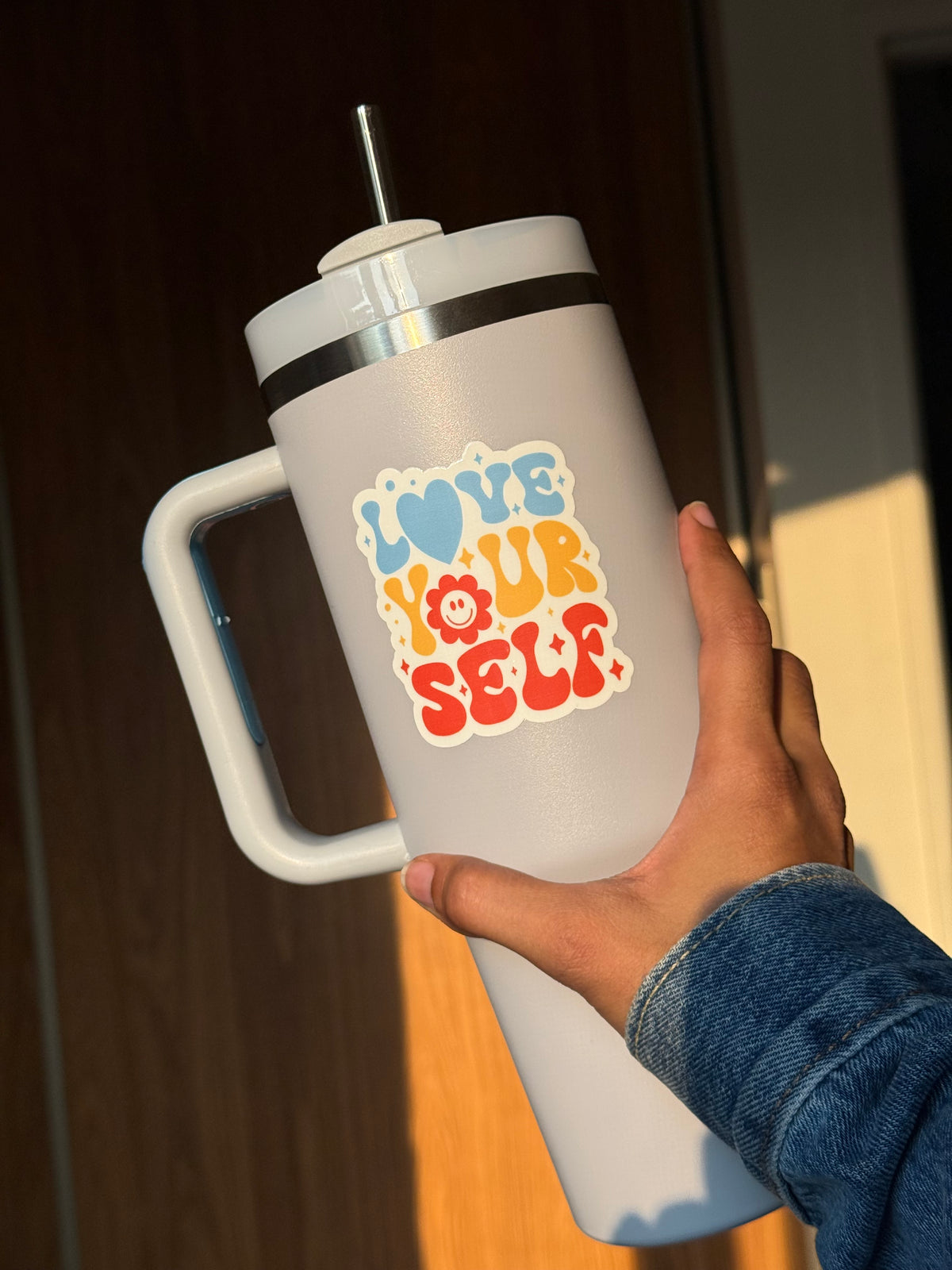 Love Yourself| 40oz Insulated Stainless Steel Tumbler with Carry Handle & Reusable Straw