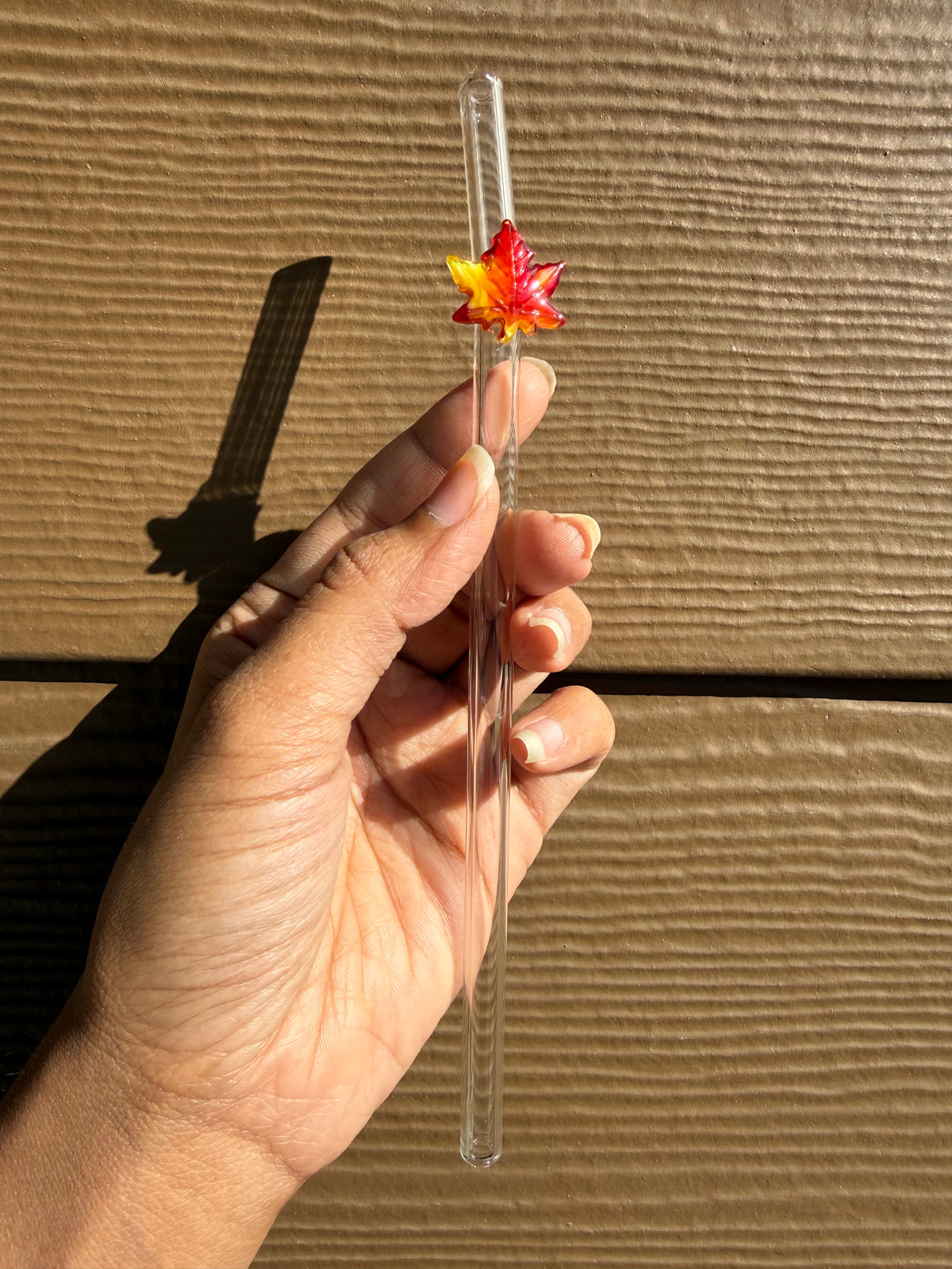 Maple Leaf Glass Straw with Cleaner