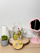 Avocado Avocuddle | 16oz Glass Tumbler with Decorative Bamboo Lid & Glass Straw