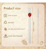 Strawberry Glass Straw with Cleaner