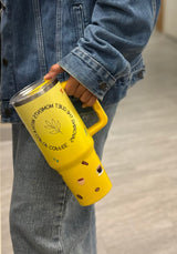 Yellow Mellow Tumbler | 40oz Insulated Stainless Steel Tumbler with Carry Handle & Reusable Straw | Gradient Travel Mug