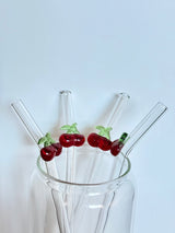 Cherry Glass Straw with Cleaner
