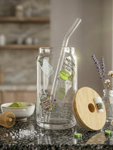 Matcha Mood  | 16oz Glass Tumbler with Decorative Bamboo Lid & Glass Straw