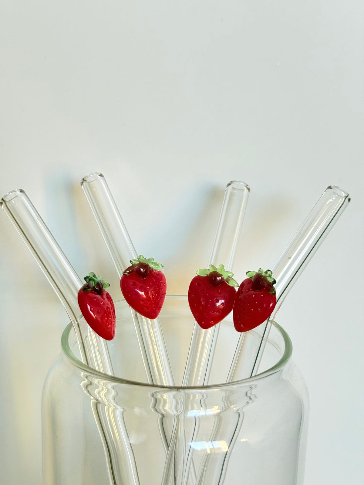 Strawberry Glass Straw with Cleaner