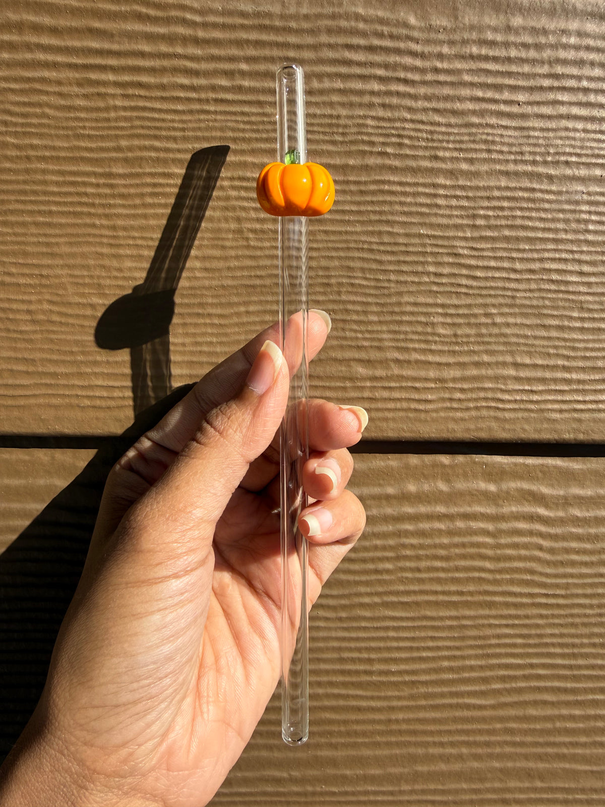 Pumpkin Glass Straw with Cleaner