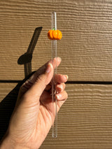 Pumpkin Glass Straw with Cleaner