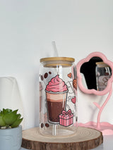 But First Coffee  | 16oz Glass Tumbler with Decorative Bamboo Lid & Glass Straw