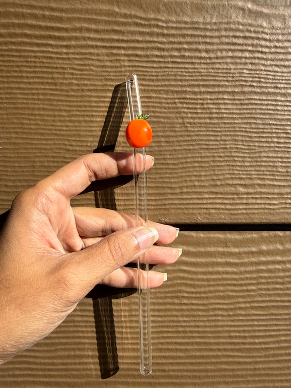 Orange Glass Straw with Cleaner