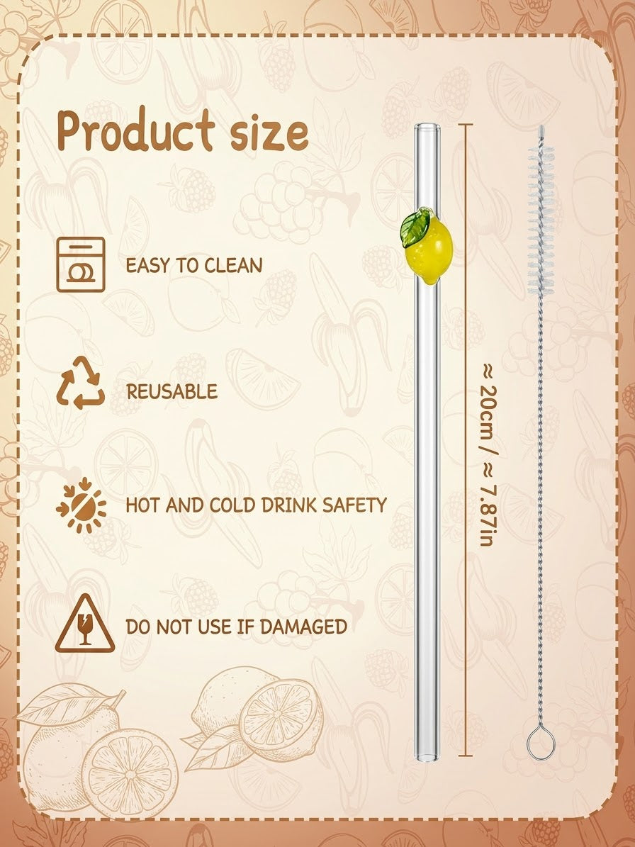 Lemon Glass Straw with Cleaner