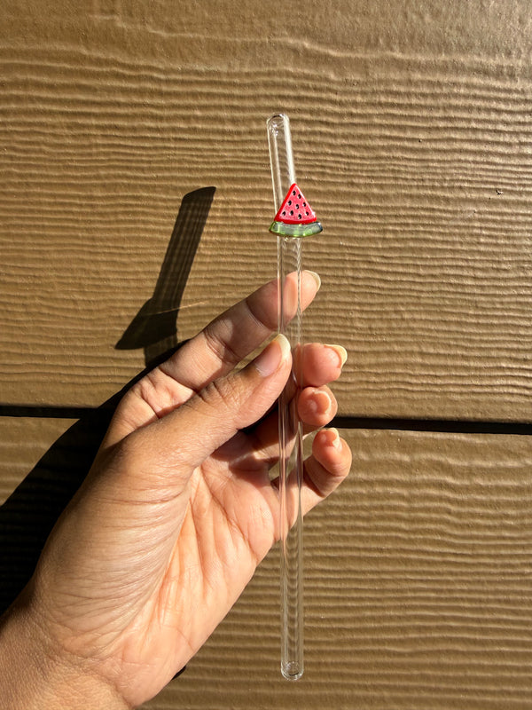 Watermelon Glass Straw with Cleaner