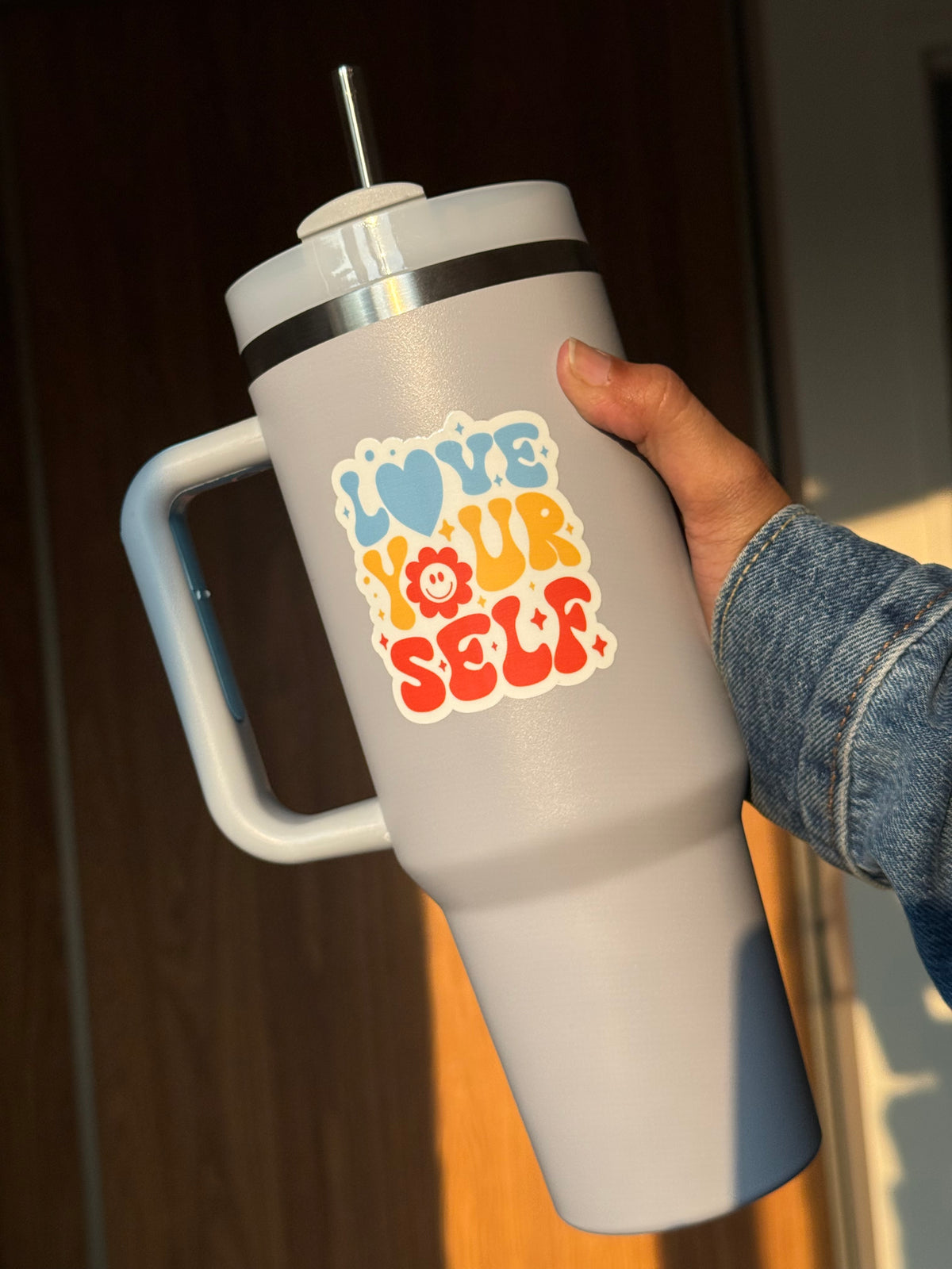 Love Yourself| 40oz Insulated Stainless Steel Tumbler with Carry Handle & Reusable Straw