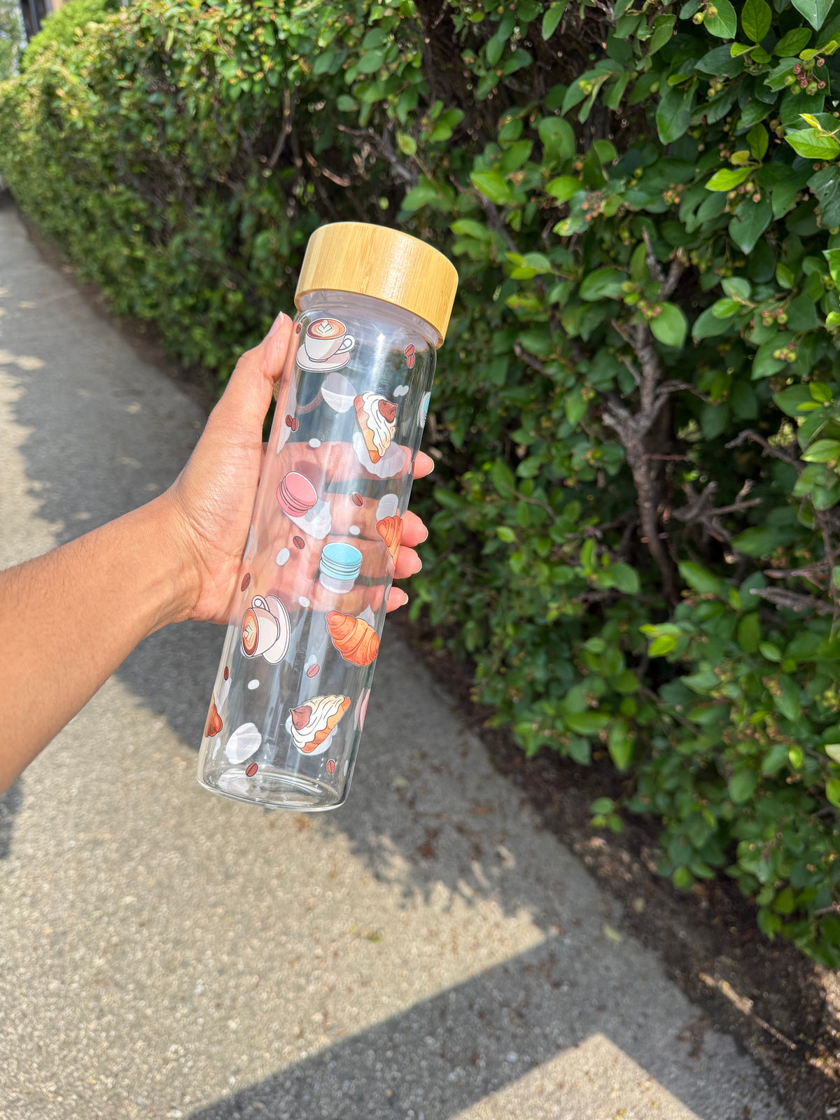 Cafe Themed Glass Bottle