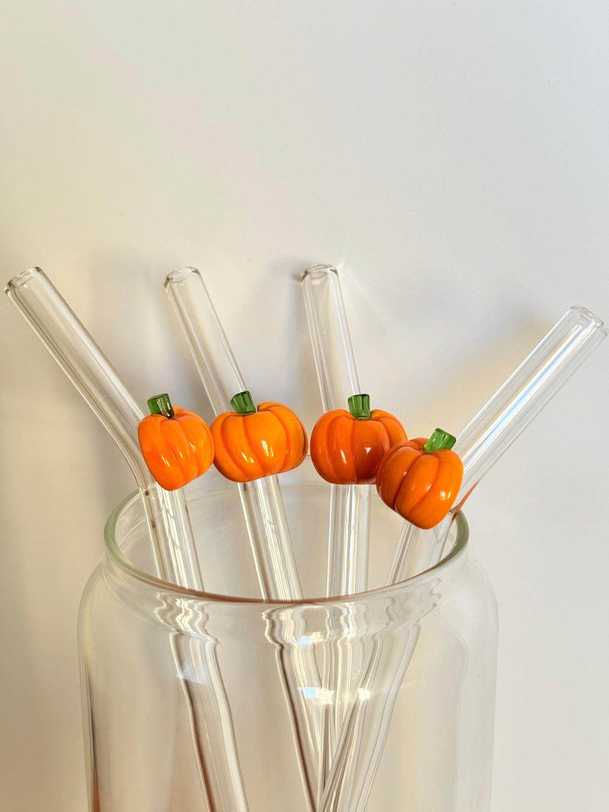 Pumpkin Glass Straw with Cleaner