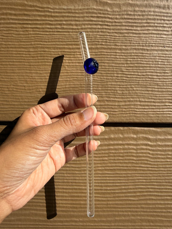 Blueberry Glass Straw with Cleaner