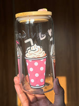 Caffeine Vibes | 16oz Glass Tumbler with Decorative Bamboo Lid & Glass Straw
