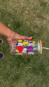 Mix Fruit Basket  | 16oz Glass Tumbler with Decorative Bamboo Lid & Glass Straw