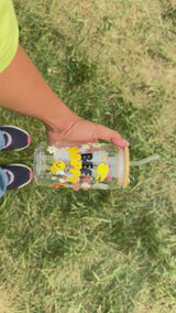 Bee Happy  | 16oz Glass Tumbler with Decorative Bamboo Lid & Glass Straw