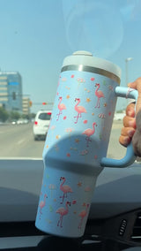 Flamingo Tumbler | Sky | 40oz Insulated Stainless Steel Tumbler with Carry Handle & Reusable Straw