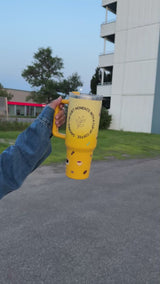 Yellow Mellow Tumbler | 40oz Insulated Stainless Steel Tumbler with Carry Handle & Reusable Straw | Gradient Travel Mug